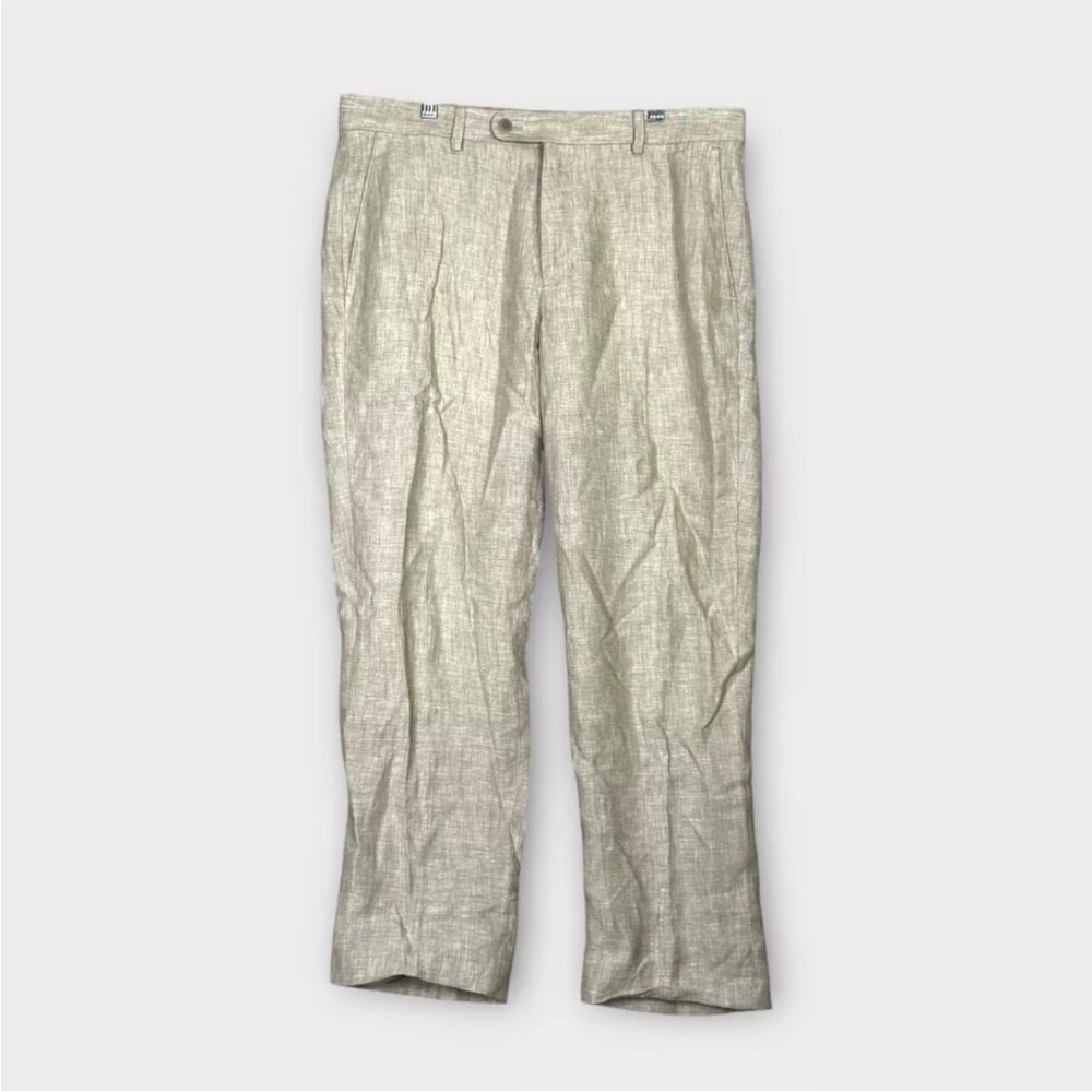 JOSEPH ABBOUD Summer 100% Linen Pants Mens Size 34U Fits 34x27 Tapered Leg